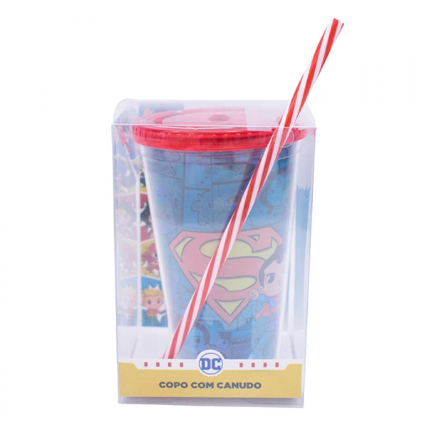 Copo com Canudo Super Homem DC Comics 450ml - Tasco Inport - Imagem 2