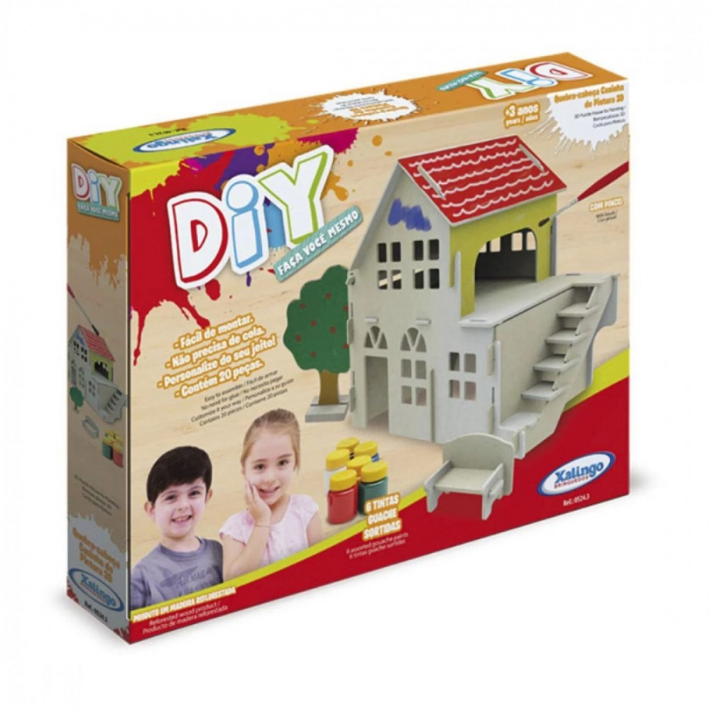 Quebra-Cabeça Casinha para Pintura 3D - Xalingo