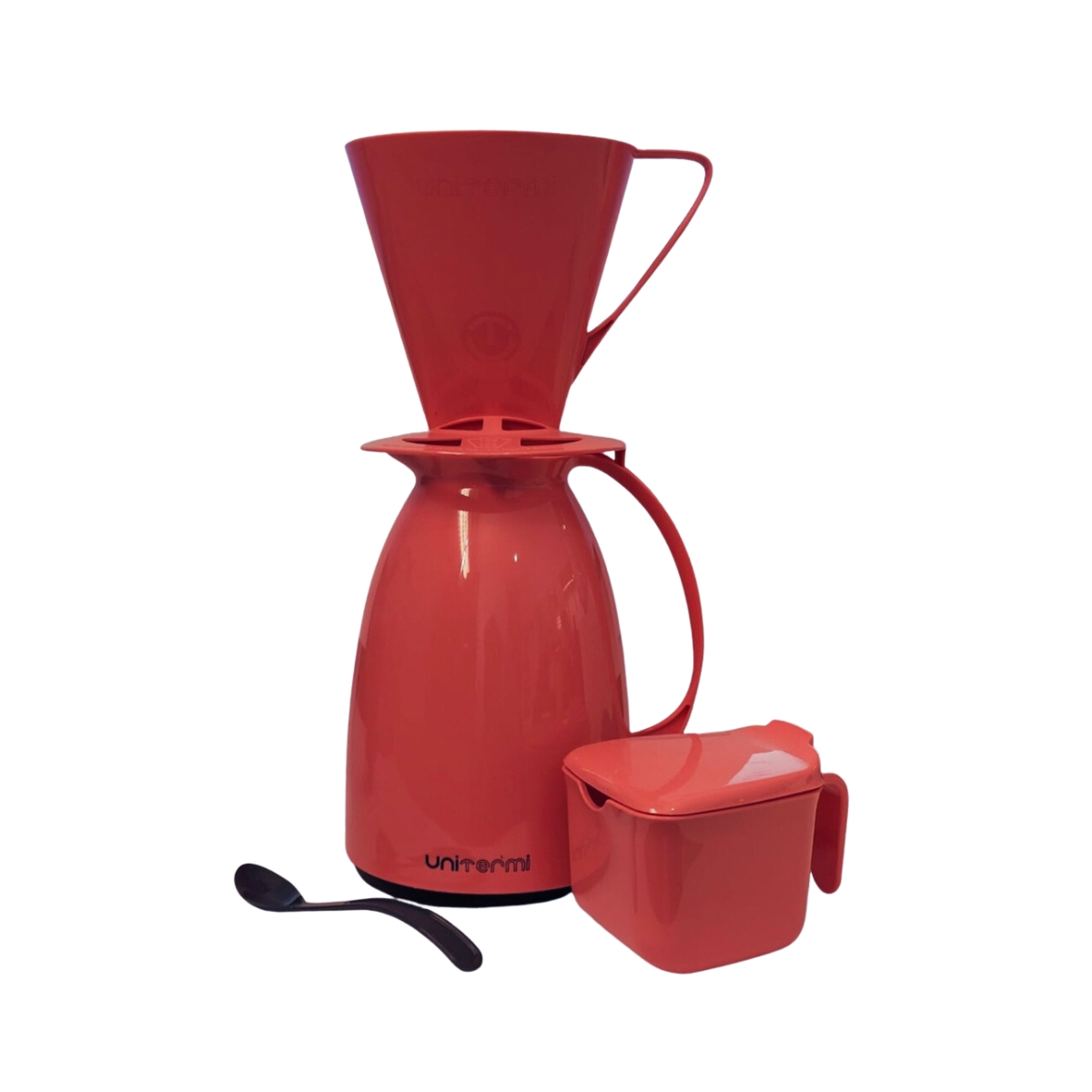 Kit Café Prático Garrafa Suporte Açucareiro Verm - Unitermi