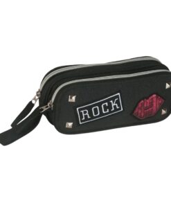 Estojo Duplo Escolar Glitter Gang Rock Preto - Clio